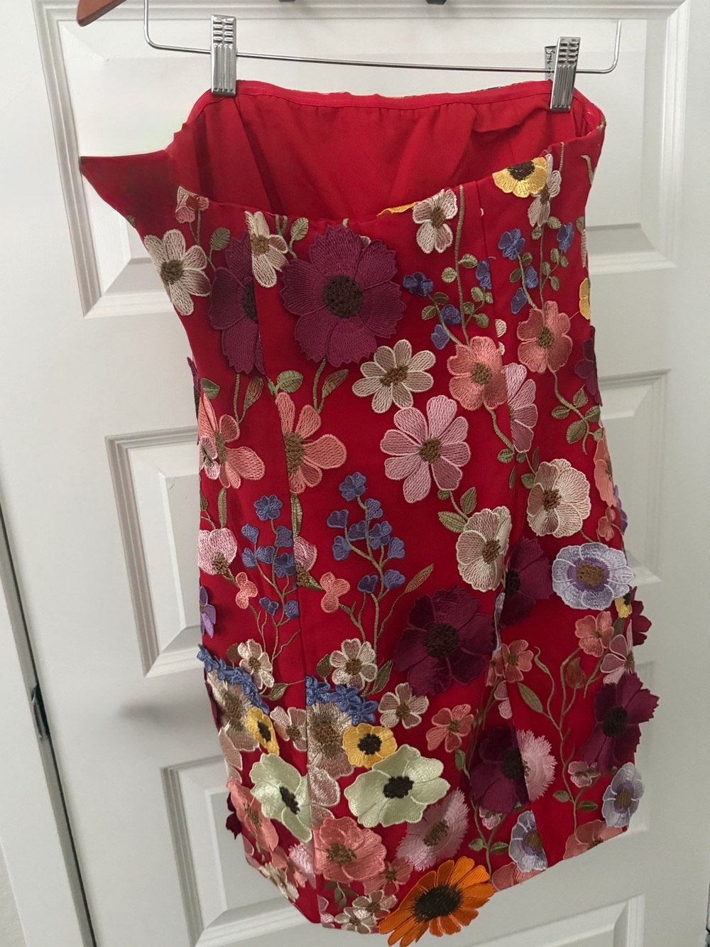 Endless Rose Red Floral Appliqué Midi Dress with Multicolor Blooms - Picture 3 of 3